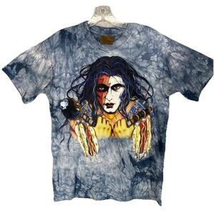 💙 The Mountain Mens Large Blue Tie Dye Native American 90s Tee 💙